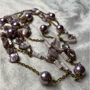 Vintage 76” Extra Long Wraparound Style Lavender Purple Biwa Pearls Necklace